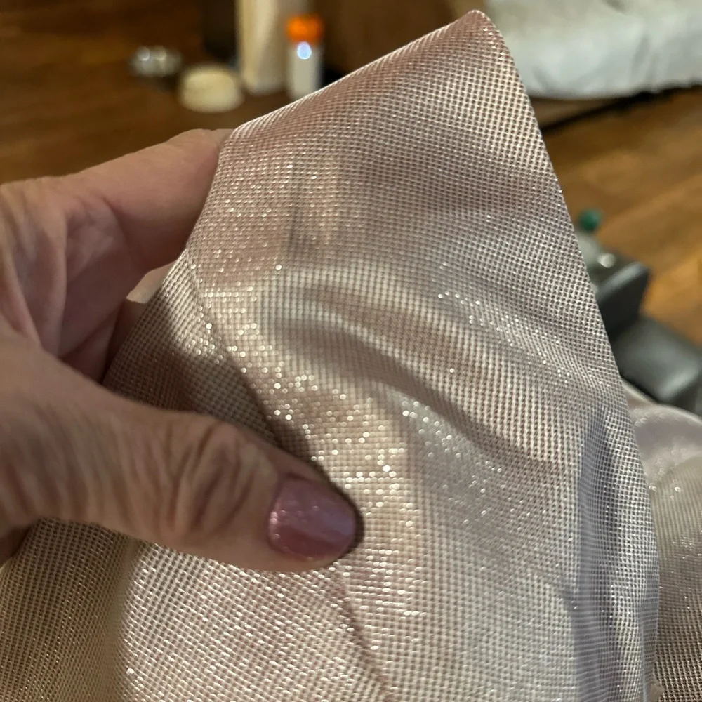 🆕 White Soieblue Shimmering Pink Champagne V neck Beaded sequins Evening Prom M - Picture 9 of 12